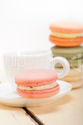 colorful macaroons with espresso coffee