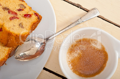 plum cake and espresso coffee