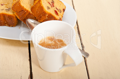 plum cake and espresso coffee