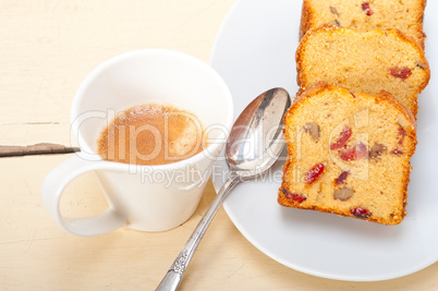 plum cake and espresso coffee