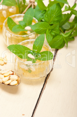 Arab traditional mint and pine nuts tea