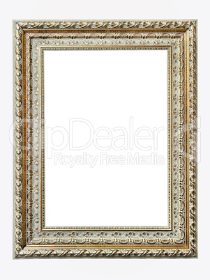 gold-patterned frame for a picture isolated on a white backgroun