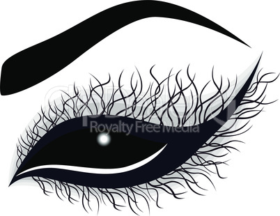 Abstract female eye with long curling eyelashes