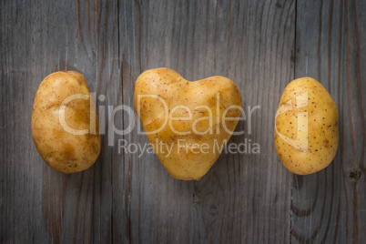 Heart shaped golden potatoes