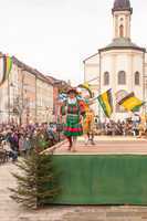 Traunstein/Deutschland/ Bayern - 06.April:Historischer Schwertertanz beim Georgirittes in Traunstein am Ostermontag