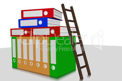 file folders with ladder