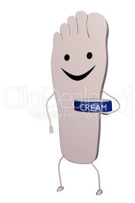 Friendly sole of the foot with cream