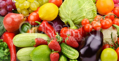 bright background of fruits and vegetables