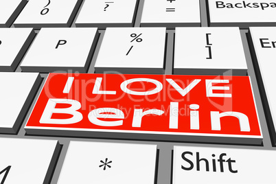 Computer keyboard with font I LOVE Berlin