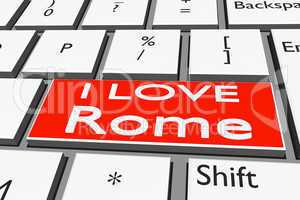 Computer keyboard with font I LOVE Rome