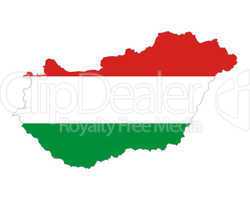 Karte und Fahne von Ungarn
