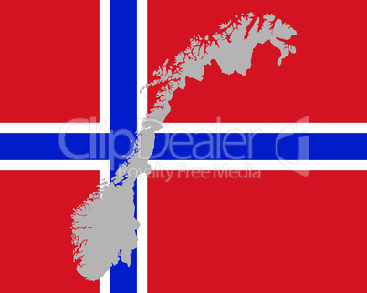 Karte und Fahne von Norwegen