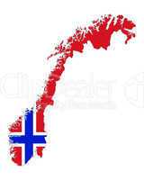 Karte und Fahne von Norwegen