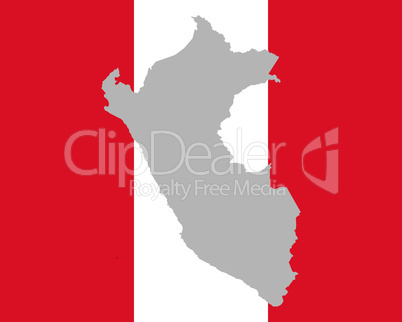 Karte und Fahne von Peru