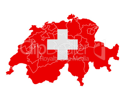 Karte und Fahne der Schweiz