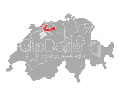 Karte der Schweiz mit Fahne von Solothurn