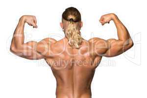 Attractive male body builder on white background