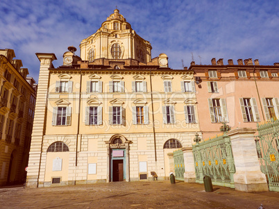 Retro look San Lorenzo church Turin