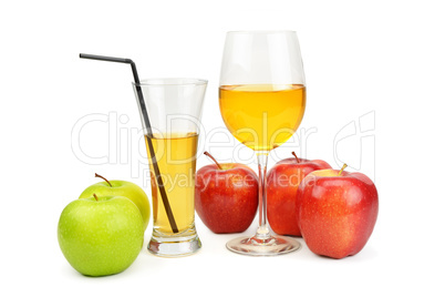 apples and juice in a glass