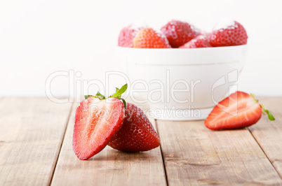 Juicy fresh cut strawberries