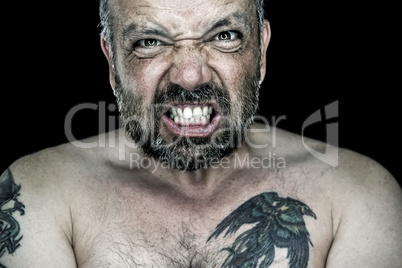 angry man with beard