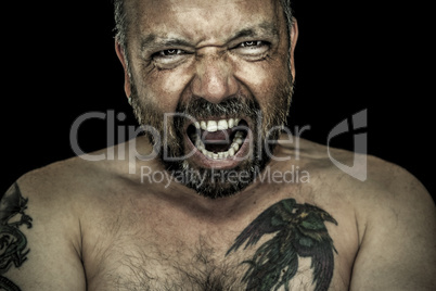 angry man with beard