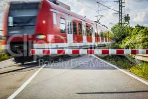 train at the Railroad crossing