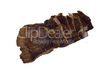 Cooked medium rare steak