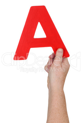Hand halten Buchstabe A aus Alphabet