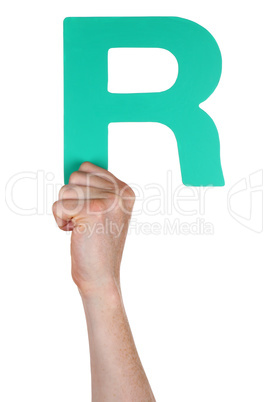 Hand halten Buchstabe R aus Alphabet