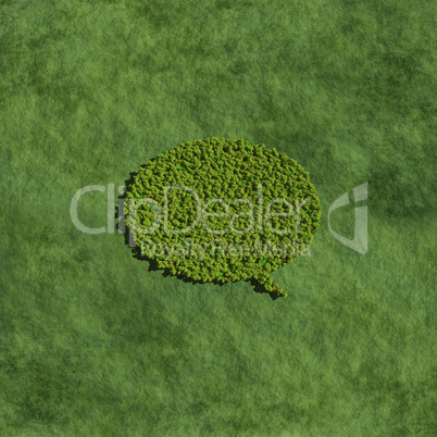 conversation bubble create by tree with grass background