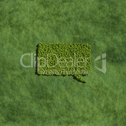 conversation bubble rectangle  create by tree with grass backgro