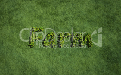 Farm create by tree with grass background