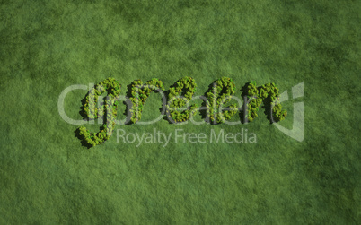 green create by tree with grass background