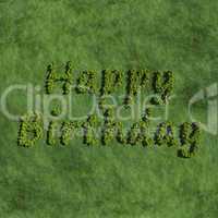 happy birthday create by tree with grass background
