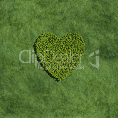 heart create by tree with grass background