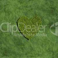 heart create by tree with grass background