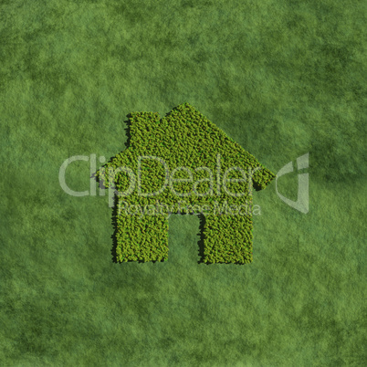 home and house create by tree  with grass background