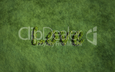 love create by tree with grass background