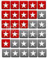 Bewertungssystem Buttons rot grau - 5 bis 0 Sterne