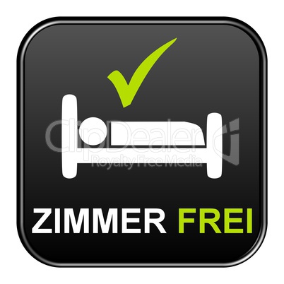 Schwarzer freigestellter Button - Zimmer frei