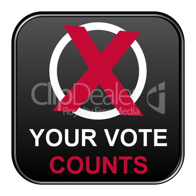 Schwarzer freigestellter Button - Your vote counts