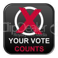 Schwarzer freigestellter Button - Your vote counts