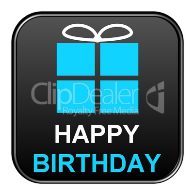 Schwarzer freigestellter Button - Happy Birthday