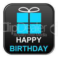 Schwarzer freigestellter Button - Happy Birthday