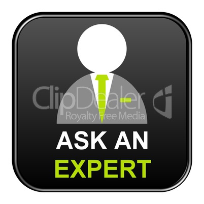 Schwarzer freigestellter Button - Ask an Expert
