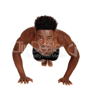 Black man doing pushup's.