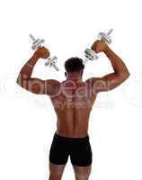 Black man with dumbbells.