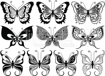 Set of ten ornamental butterflies