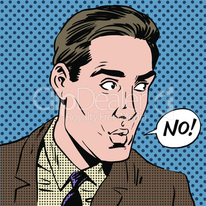 Elegant man says no pop art comics retro style Halftone